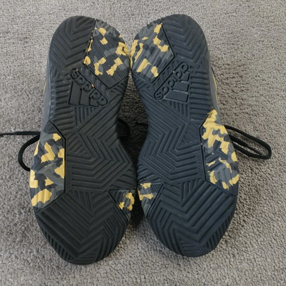 Adidas Own The Game 2.0 Boys Size 4.5 Shoes Basketball Sneakers Black Gray Gold